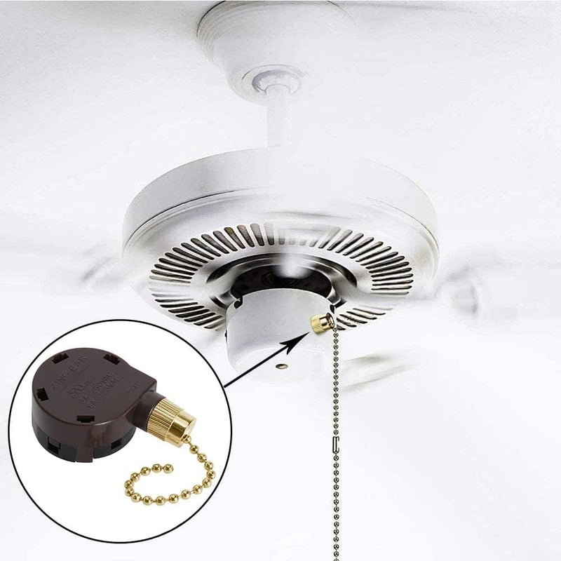 Bsentster Ceiling Fan Switch Zing Ear ZE-268S5, 4 Speed 5 Wire Switch Ceiling Fan Light Replacement Speed Control, Compatible with Hunter Ceiling Fan(Brass Pull Chain) - Image 4